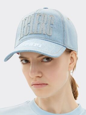 Ferrari x Charles Leclerc Light Blue Embroidered Denim Baseball Cap